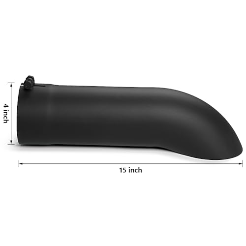 LCGP 4 Inch Inlet Turn Down Bolt On Exhaust Tip, Standard 4 Inch Inside Diameter Turndown Exhaust Tailpipe Tip, Black Powder Coated Stainless Steel, 15 Inch Length - size: 4 Inch, style: Black