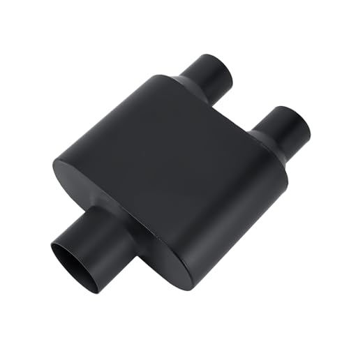3 Muffler Single Chamber 3.0" Universal Mufflers Performance Race Exhaust Muffler 3.0 inch,Aggressive Sound,Black(3" center in/2.25" dual out/overall 13") - size: 3" center in | 2.25" dual out | Overall 13", style: Center in |Dual out