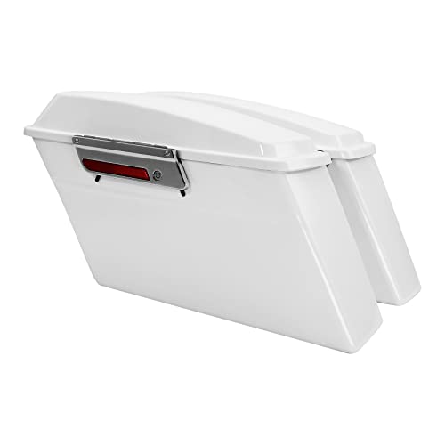 XMT-MOTO Hard Saddlebags Saddle bags Fit for Harley 1994-2013 Touring models road glide road king ultra street glide electra glide and 1984-2017 Softail models White - color: White/Chrome Latches, size: Standard