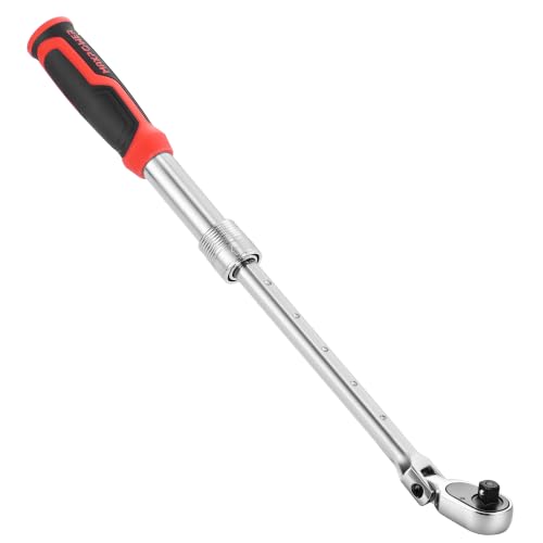 MAXPOWER 3/8" Dr Flex Head Socket Wrench, Extendable 11.6"- 17.1, Soft Grip - size: 3/8"