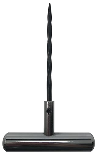 Stainless Steel T-Handle - Pro Heavy Duty Repair Tool Perfect for Tire Plug Kits for Car Truck Motorcycle Bycles - Replaceable Spiral Probe Needle - Made with All-Americal Materials - color: Solid Split Eye Tool