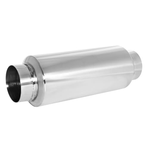Exhaust Muffler, 3 Inch Inlet Resonator Muffler Straight Stainless Steel, Universal Performance Muffler 13''/340mm Overall Length, Polished - size: 3''x 4.5''