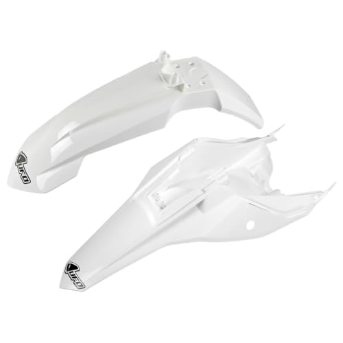 UFO PLAST Front/Rear Fender Kit - Replacement Dirt Bike Front and Rear Mud Guard - Compatible with KTM 65 SX 2016-2023/Compatible with GASGAS MC 65 2021-2023 - color: White