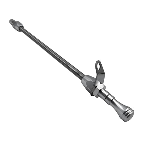 HAHAHA TH350 BellHousing Mount Dipstick（17.9 inch）, BellHousing Mount,TH350/Turbo 350 Short Flexible Braided Transmission Dipstick Compatible with Chevy/GM TH350 Turbo 350, (Silver) - color: Silver