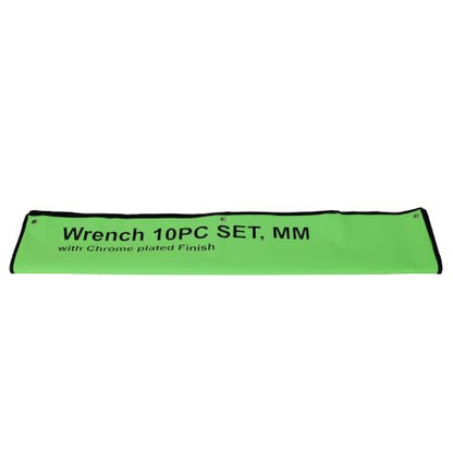 Jumbo Combination Wrench Set, 10-Piece Metric (34-50mm), Chrome Plated, Green Storage Bag - Most Complete Metric, INCLUDES 44mm & 45mm for Better Coverage, Chrome Professional - color: 10-piece Metric (34-50mm), Chrome