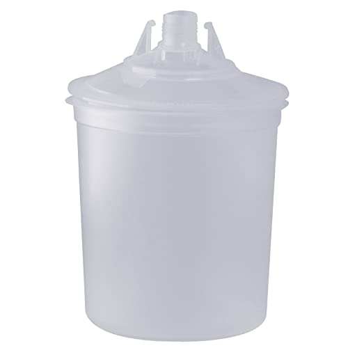 Disposable Paint Sprayer Mixing Cup for Automotive Paint Gun, HVLP Paint Spray Paint Gun 20 Ounce (600ml) Kit with 50 Cups and Lids System, 1 Hard Cup with Retainer Ring and 10 Plugs - size: 20 Ounce Kit