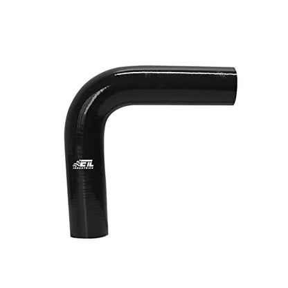 1.5" ID, 7" Leg Length 90 Degree Elbow Silicone Coupler Hose, 4-Ply Reinforced Universal Silicone Pipe Hose Turbo Intake Tube Intercooler Piping Black - color: Black, size: 1.5" ID