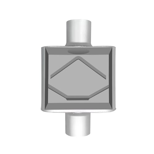 2.5" ID Center/Center Single Chamber Muffler Pair - Aggressive Deep Sound, Aluminized Steel, Welded/Clamp-On (13" Total Length) - size: 2.5 Inch-Silver