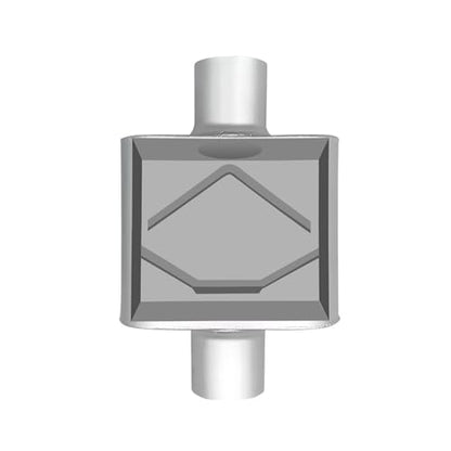 2.5" ID Center/Center Single Chamber Muffler Pair - Aggressive Deep Sound, Aluminized Steel, Welded/Clamp-On (13" Total Length) - size: 2.5 Inch-Silver