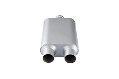 Universal Mufflers Performance Automotive Exhaust Aluminized Steel Muffler Dual Chamber 2.5" center inlet (ID) 2.5" dual outlet (ID) FH425400 - color: Silver, size: 2.5" in - 2.5" dual out
