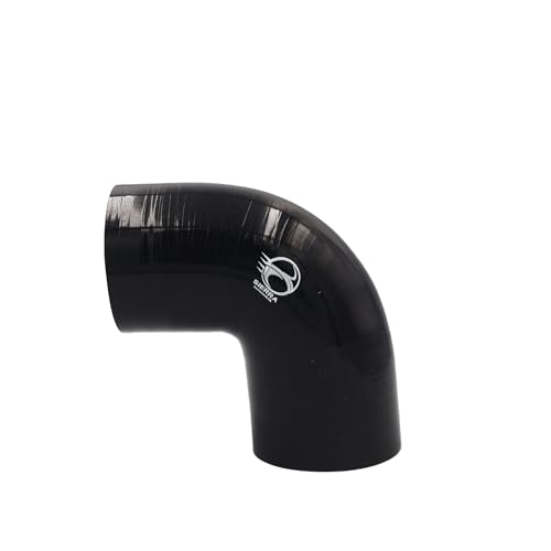 2.5 Inch / 63mm 90 Degree Silicone Elbow Hose – Compact Leg Design, Nominal 102mm Length, 5.5mm Thickness – High Temp 4-Ply Black Coupler for Turbo, Intake, Radiator Pipe - size: 2.5 Inch / 63mm
