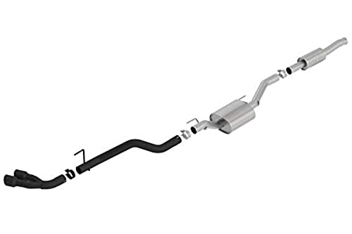 Borla 140813CB ATAK 캣백 배기 시스템 7cm(2.75인치). 파이프 8.9cm(3.5인치). 팁 듀얼 라운드 앵글 컷 세라믹 블랙 트럭 사이드 출구 T-304 스테인리스 스틸 ATAK 캣백 배기 시스템