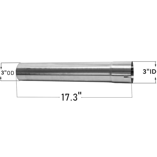 3 Inch Exhaust Pipe T304 Stainless Steel Exhaust Tubing,Tailpipe 3" OD-to-Three ID Adapter Length 17.3"Straight Tubing,3"Exhaust Clamp,Butt Joint Band Sleeve Coupler Universal Connector Tubo - size: QK3"-17.3"+Clamp