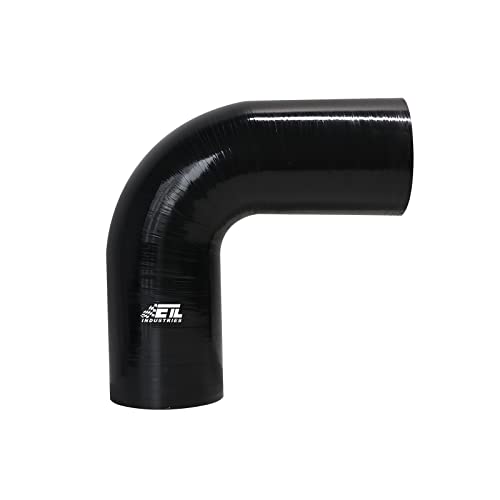 3" ID, 8" Leg Length 90 Degree Elbow Silicone Coupler Hose, 4-Ply Reinforced Universal Silicone Pipe Hose Turbo Intake Tube Intercooler Piping Black - color: Black, size: 3" ID