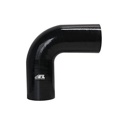 3" ID, 8" Leg Length 90 Degree Elbow Silicone Coupler Hose, 4-Ply Reinforced Universal Silicone Pipe Hose Turbo Intake Tube Intercooler Piping Black - color: Black, size: 3" ID