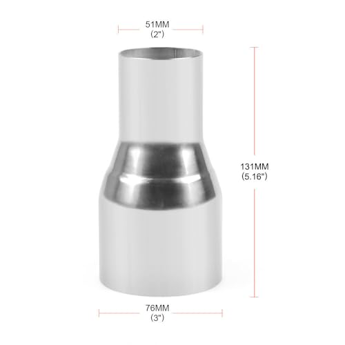 YSIL 2" OD to 3" OD Exhaust Pipe Adapter Reducer Stainless Steel 2PCS - size: 2" OD to 3" OD