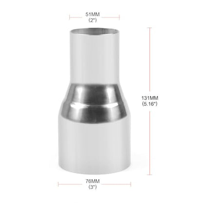 YSIL 2" OD to 3" OD Exhaust Pipe Adapter Reducer Stainless Steel 2PCS - size: 2" OD to 3" OD