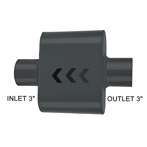 Pair of Single Chamber Performance Race Muffler 3" Center/Center Universal Steel Muffler (3 Inch) - size: 3 Inch