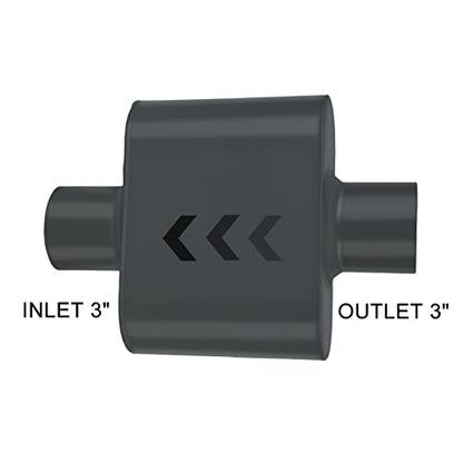 Pair of Single Chamber Performance Race Muffler 3" Center/Center Universal Steel Muffler (3 Inch) - size: 3 Inch