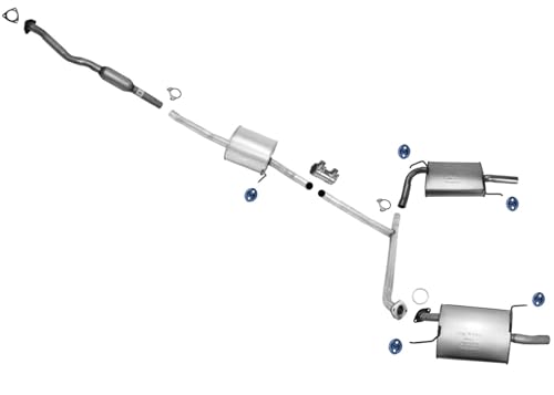 Exhaust System Resonator Dual Mufflers Replacement Parts For 2006 2007 Honda Accord 4Dr Sedan 3.0L