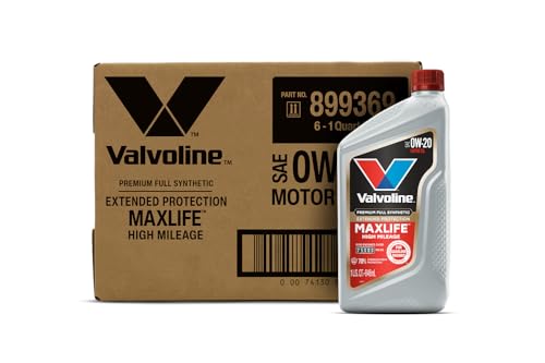 Valvoline Extended Protection High Mileage with Ultra MaxLife Technology 0W-20 Full Synthetic Motor Oil 1 QT, Case of 6 - size: 1 qt (Pack of 6), style: Premium Full Synthetic High Mileage