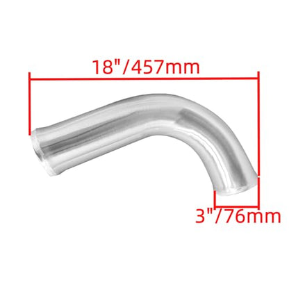 3" (76mm) OD L-shape Aluminum Alloy Tube Intercooler Pipe 18in (457mm) Length Air Intake Tube Aluminum Intercooler Pipe Aluminum Pipe Tube Brushed Finish Silver - size: L: 18"(457mm) L-shape