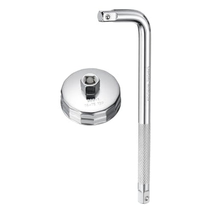 HARFINGTON Oil Filter Cap Wrench 15 Flute 76mm Inner Dia 1/2" with Bend Bar - size: 76mm x 15 Flute(903-1)