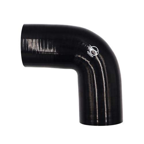 3 Inch / 76mm 90 Degree Silicone Elbow Hose – Extended Leg Design, True 102mm Length, 5.5mm Thickness – High Temp 4-Ply Black Coupler for Turbo, Intake, Radiator Pipe - size: 3 Inch / 76mm