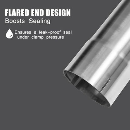 2.25 Inch Exhaust Pipe T304 Stainless Steel Exhaust Tubing (SS Tubo),Tailpipe 2.25" OD-to-2 1/4ID Adapter Length 17.3"Straight Tubing, Flared & Slotted End, Polished Finish,Universal Connector 2ps - size: QK2.25"-17.3"-2 ps