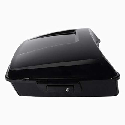 TCT-MOTORPARTS Completed Black Chopped Tour Luggage Trunk Bracket &Mounting Backrest Fit for 2014-2025 Harley Road Glide Street Glide Special Ultra Limited - color: Gloss Black Chopped Trunk+Black Rack