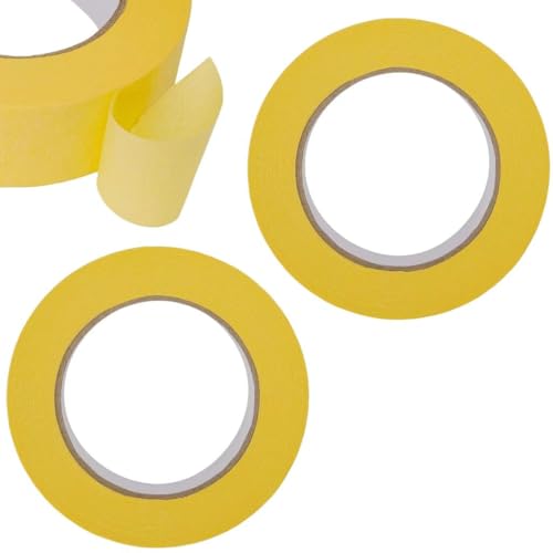 Automotive Refinish Masking Tape Yellow 36mm x 55m, Cars Vehicles Auto Body Paint Tape, Automotive Painters Tape Bulk Set for Precise Auto Painting and Detailing(2 Roll-Yellow)