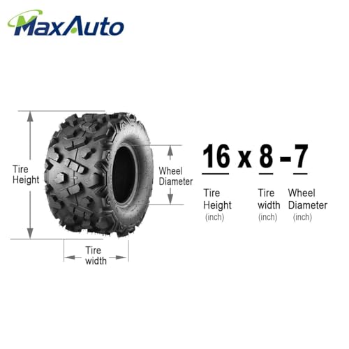 MaxAuto 16x8-7 ATV Tires 16x8.00-7 Go-Kart Tires AT16x8-7 Mini Bike Tire 16x8x7 UTV Off-Road Tire,6Ply Tubeless,2 Pack - size: 16x8-7
