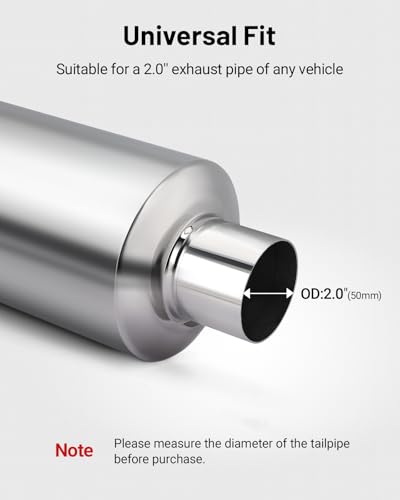 EVIL ENERGY 2 inch Resonator Mufflers 2" Inlet & Outlet (OD) Universal - color: Silver, size: 2.0 inch