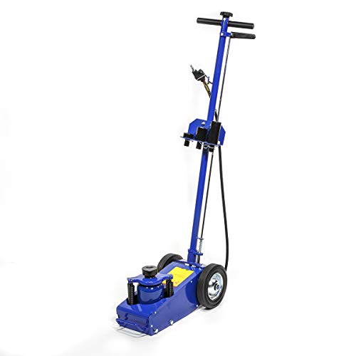 Stark USA 22 Ton Hydraulic Floor Jack Air-Operated Axle Bottle Jack with (4) Extension Saddle Set Built-in Wheels, Blue - size: 22 Tons