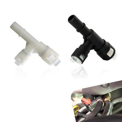 2 PCS Car Heater Inlet Hose Tee Connector, Three-way Cooling Water Pipe Joint, Replace# 15055343 15055342, Compatible with Cadillac Escalade Silverado Suburban GMC (Black & White)