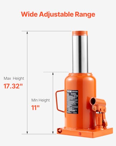 VEVOR Hydraulic Bottle Jack, 50 Ton/110231 lbs Welded Bottle Jack with 11''-17.32'' Lifting Range & 3-Section Long Handle, for Car, Pickup, Truck, RV, Auto Repair, Industrial Engineering