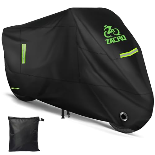 Zacro 420D Heavy Duty Motorcycle Cover, Waterproof Outdoor All Weather UV Dust Snow Proof, Universal Fit for Harley Honda Yamaha Suzuki Scooter Dirt Bike
