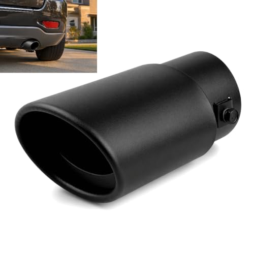 Stainless Steel Exhaust Tip, 2.75-2.87" Adjustable Inlet 3" Outlet 6.1" Long, Heavy-Duty Muffler Tail Pipe for Universal Car Modification (Matte Black)