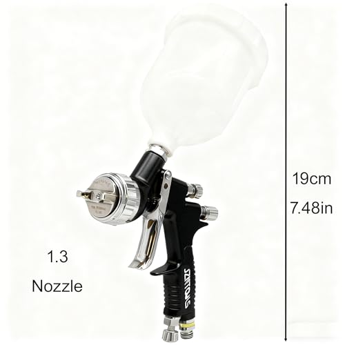 TE20 HVLP Air Spray Gun 1.3mm Nozzles, Car Paint Gun Sprayer,Forged Body, Anodised Finish，Paint Gun for Varnish and Top Coat, with Paint Sprayer Accessories (Black（Plum Blossom Nozzle）) - style: Black（Plum Blossom Nozzle）