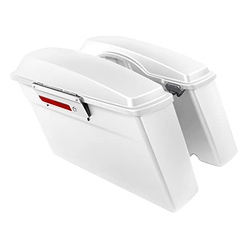 XFMT Motorcycle Saddle bags Hard Saddlebags For Harley Touring 1993-2013 - color: White#, size: Standard