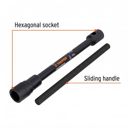 Truper 33mm x 3/4-Inch Heavy-Duty Artillery Lug Wrench, Forged Steel Truck Wheel Nut Wrench, Industrial Grade Deep Socket Impact Tool (Model 15489 / LLAR-33)