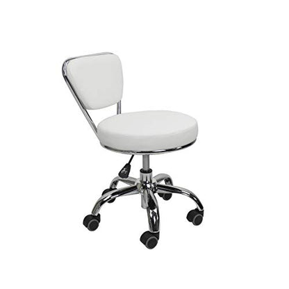 MAYAKOBA Dayton Rolling Stool with Backrest – White Pneumatic Seat, Adjustable Height 13"-15", Ergonomic Design for Home Office, Garage, Gardening, Lab, School, Mechanic Tasks - color: White