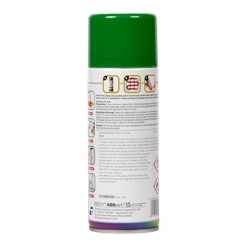 Tetrion Easy Spray Paint – Mid Green 400ml - All-Purpose Fast Drying Acrylic Spray for Wood, Metal, Plastic, Ceramic & More, Smooth Base Coat - Indoor & Outdoor Use, 13.5 Oz - color: Green - Mid, size: 13.5 Ounce (Pack of 1)