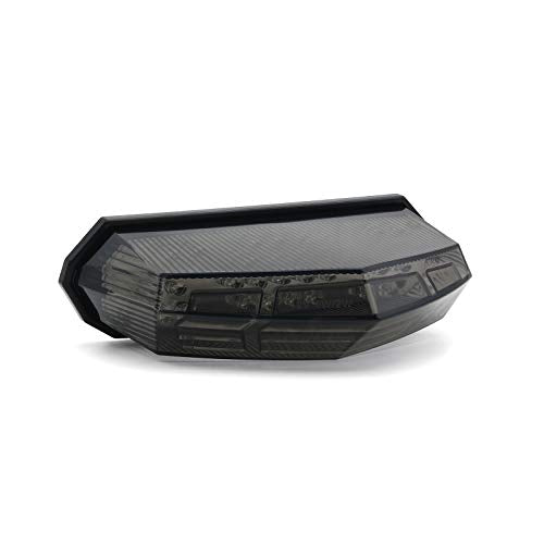 Universal Smoke Integrated Motorcycle 25 LED Tail Light with Turn Signal Position Brake-Stop Alert Function for Dirt Bike Buggy Chooper Cruiser ATV(Smoke/Stop Alert) - color: Smoke/Stop Alert