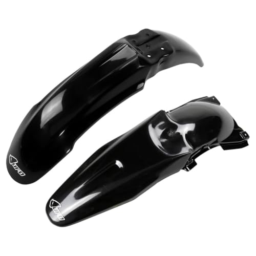 UFO PLAST Front/Rear Fender Kit - Replacement Dirt Bike Front and Rear Mud Guard - Compatible with KX250F/KX450F 2006-2008 - color: Black