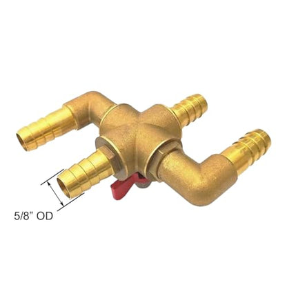 4-way 5/8" Brass Automobile Heating Water Valve Manual Control Valve - size: 5/8 inch