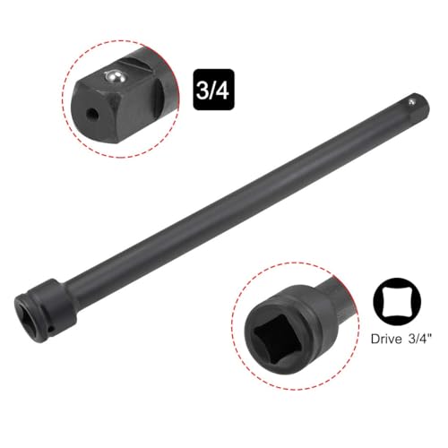 TOP-VIGOR 3/4" Drive Impact Extension Bar 16" Length Square Drive CR-MO Steel for Air Impact Wrenches, Impact driver, Torque Wrench, power Drill, Breaker Bars, Ratchets - size: 3/4" x 16"