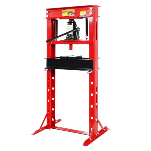 GarveeTech 20 T Hydraulic Press, 20 T H-Frame Garage Floor Hydraulic Shop Press, Adjustable Hydraulic Press with Plates, Red