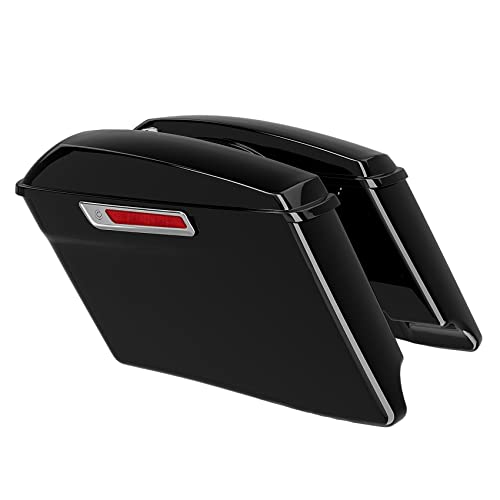 TCMT 4" Stretched Extended Hard Saddlebags Fit For Harley 2014-2024 Touring CVO Road King Road Glide Street Glide Electra Glide Ultra Limited - color: Chrome Latches, size: 4" Stretched