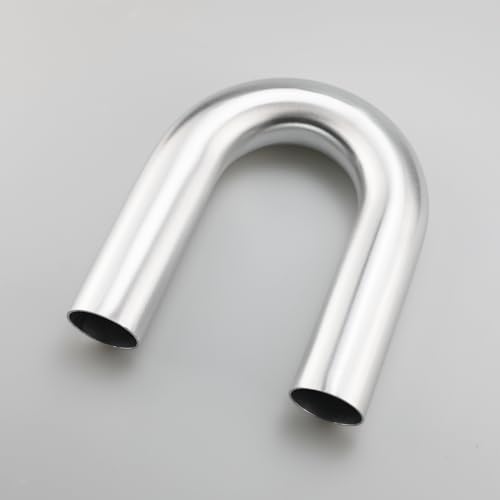 51mm (2") OD 180 Degree Elbow 2 Inch Aluminum Intercooler Pipe Air Intake Tube, 1.5D Radius, Center to Center Distance 6.22" (158mm), Brushed Finish - color: 180 Degree, size: OD 2" (51mm)